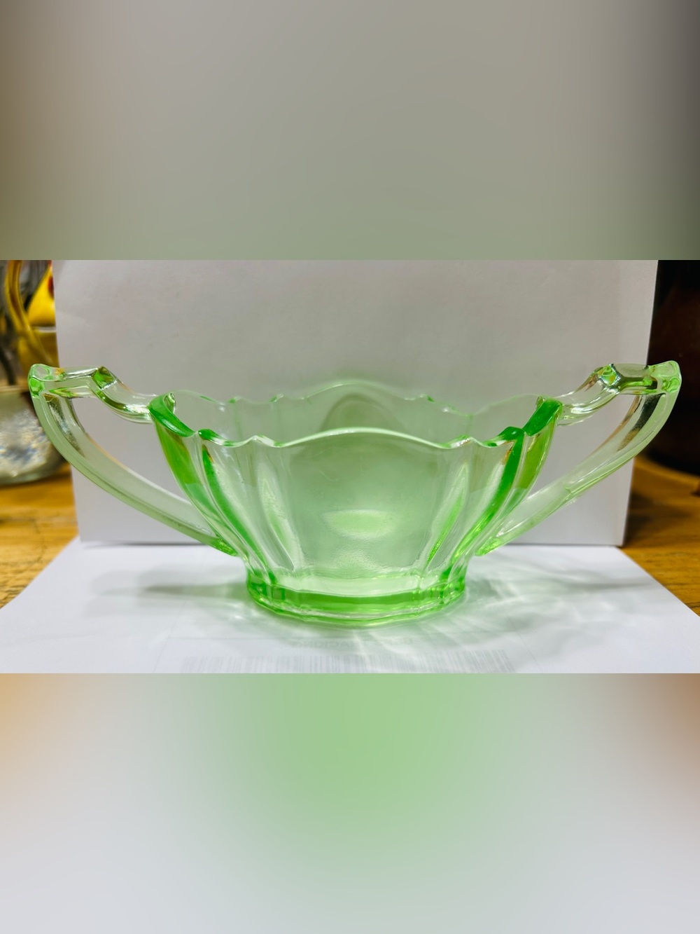 Vintage uranium sugar bowl 310 green Tiffin Franciscan.